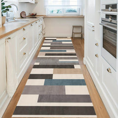 Geometric Long Strip Kitchen Rug Crystal Velvet Washable Bedroom Runner Rug