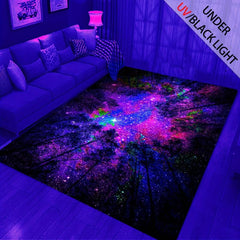 UV Light Forest Night Scene Luminous Rug - Glow Fluorescent Non Slip Mat