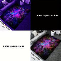 UV Light Forest Night Scene Luminous Rug - Glow Fluorescent Non Slip Mat