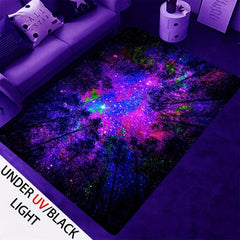 UV Light Forest Night Scene Luminous Rug - Glow Fluorescent Non Slip Mat