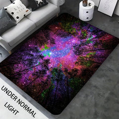 UV Light Forest Night Scene Luminous Rug - Glow Fluorescent Non Slip Mat