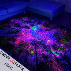 UV Light Forest Night Scene Luminous Rug - Glow Fluorescent Non Slip Mat