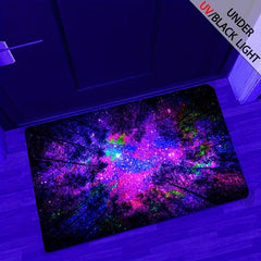 UV Light Forest Night Scene Luminous Rug - Glow Fluorescent Non Slip Mat