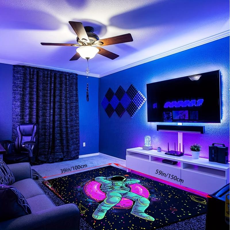 Astronaut Starry Sky & Donut Print Flannel Floor Mat