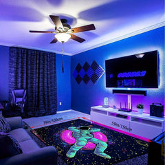 Astronaut Starry Sky & Donut Print Flannel Floor Mat