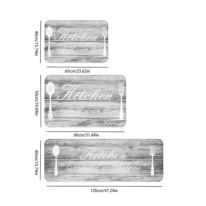 Cutlery&Letter Printing Kitchen Mat Water Absorbing Floor Carpet