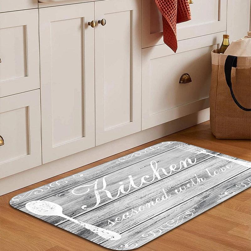 Cutlery&Letter Printing Kitchen Mat Water Absorbing Floor Carpet