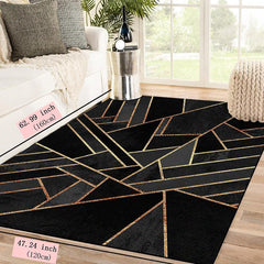 Modern Golden Stripe Geometric Rug for Room Decor