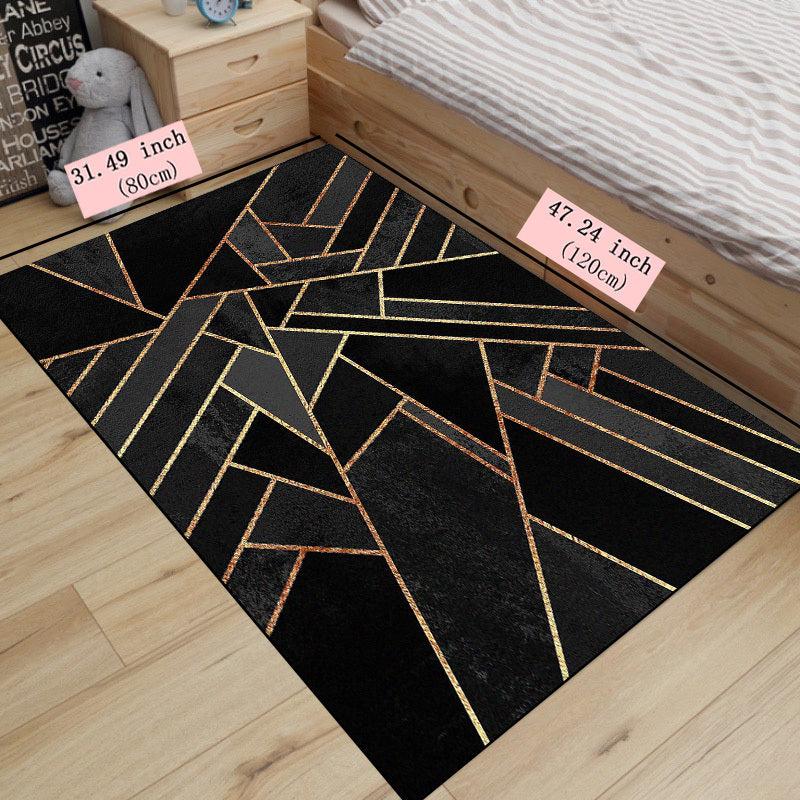 Modern Golden Stripe Geometric Rug for Room Decor