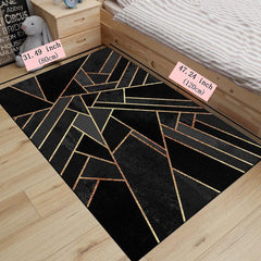 Modern Golden Stripe Geometric Rug for Room Decor