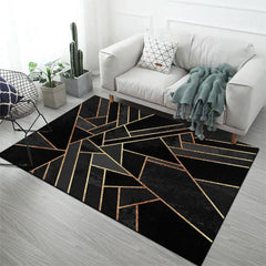 Modern Golden Stripe Geometric Rug for Room Decor