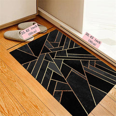 Modern Golden Stripe Geometric Rug for Room Decor