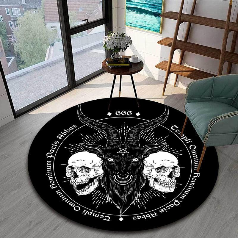 Goat Skull Tapestry Area Rug Demon Skeleton Carpet Home Decor