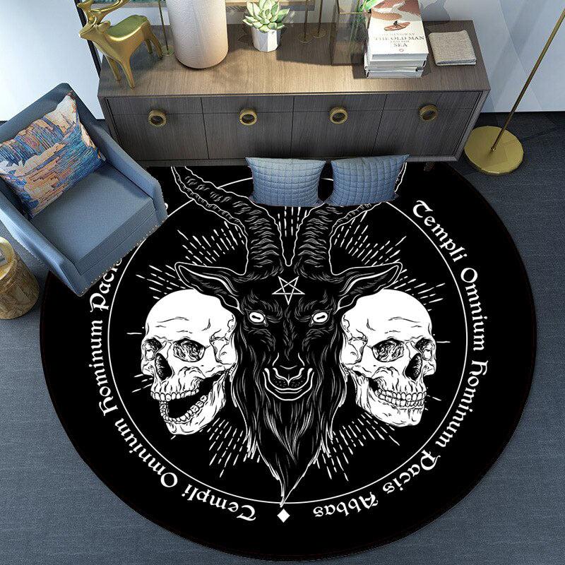 Goat Skull Tapestry Area Rug Demon Skeleton Carpet Home Decor