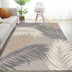 Flannel Floor Foam Mat Leaf Printed Indoor Rug Non-slip Absorbent Washable