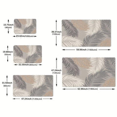 Flannel Floor Foam Mat Leaf Printed Indoor Rug Non-slip Absorbent Washable