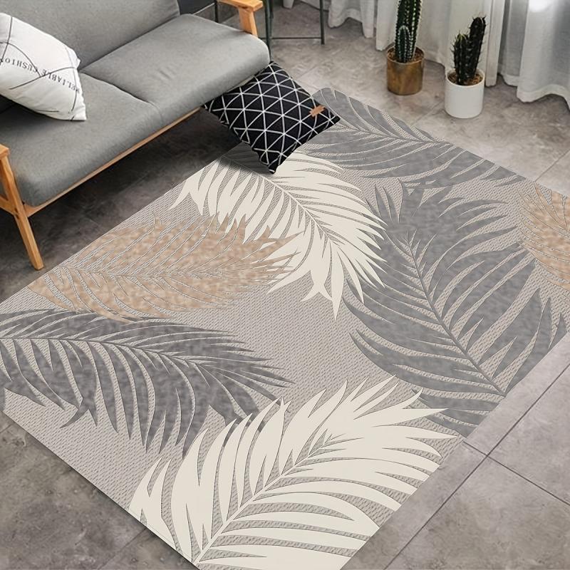 Flannel Floor Foam Mat Leaf Printed Indoor Rug Non-slip Absorbent Washable