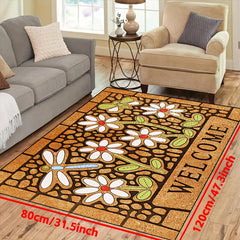 Non Slip Welcome Flowers Door Mat for Indoor Outdoor Decoration