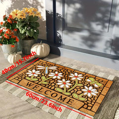 Non Slip Welcome Flowers Door Mat for Indoor Outdoor Decoration