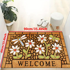 Non Slip Welcome Flowers Door Mat for Indoor Outdoor Decoration