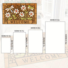 Non Slip Welcome Flowers Door Mat for Indoor Outdoor Decoration