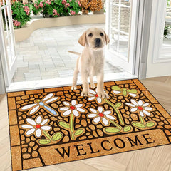 Non Slip Welcome Flowers Door Mat for Indoor Outdoor Decoration