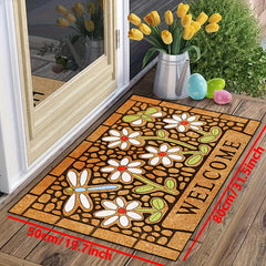 Non Slip Welcome Flowers Door Mat for Indoor Outdoor Decoration