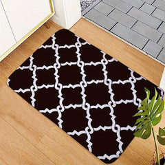 Geometric Area Rug & Cross Grid Floor Mat Water Absorbing Non-slip Entry Mat