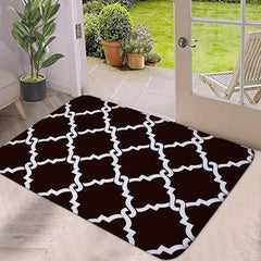 Geometric Area Rug & Cross Grid Floor Mat Water Absorbing Non-slip Entry Mat