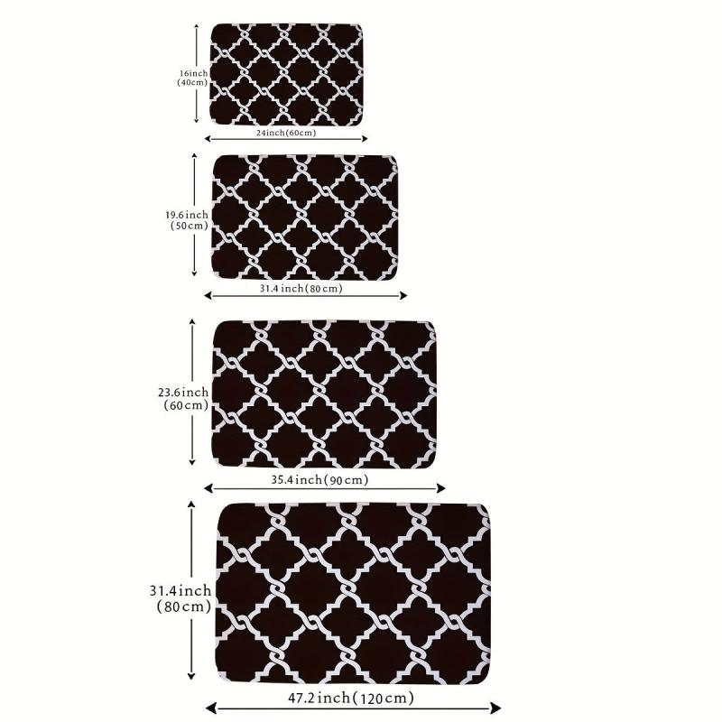 Geometric Area Rug & Cross Grid Floor Mat Water Absorbing Non-slip Entry Mat
