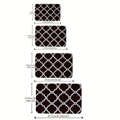 Geometric Area Rug & Cross Grid Floor Mat Water Absorbing Non-slip Entry Mat