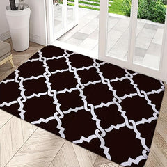 Geometric Area Rug & Cross Grid Floor Mat Water Absorbing Non-slip Entry Mat