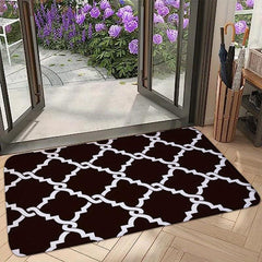 Geometric Area Rug & Cross Grid Floor Mat Water Absorbing Non-slip Entry Mat