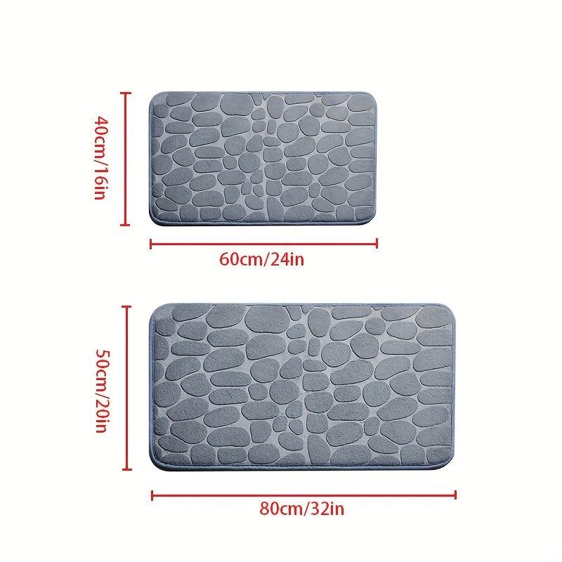 Memory Foam Bath Mat Cobblestone Bathroom Rugs Water Absorbent Bath Mats
