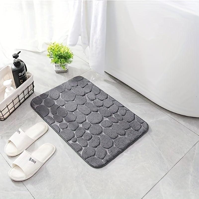 Memory Foam Bath Mat Cobblestone Bathroom Rugs Water Absorbent Bath Mats