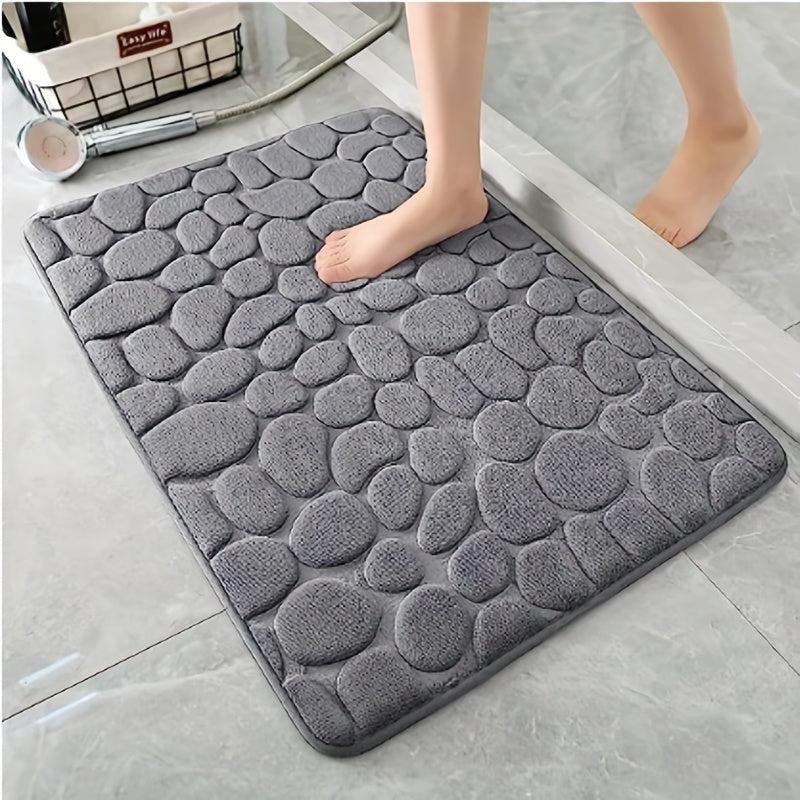 Memory Foam Bath Mat Cobblestone Bathroom Rugs Water Absorbent Bath Mats