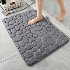 Memory Foam Bath Mat Cobblestone Bathroom Rugs Water Absorbent Bath Mats