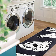 Halloween Skull Print 2'X10' Runner Rug Modern Laundry Room Oriental Hallway Mat