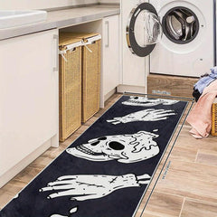 Halloween Skull Print 2'X10' Runner Rug Modern Laundry Room Oriental Hallway Mat