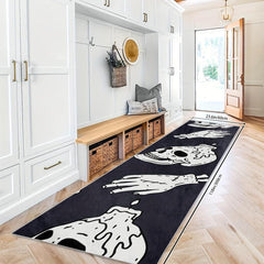 Halloween Skull Print 2'X10' Runner Rug Modern Laundry Room Oriental Hallway Mat