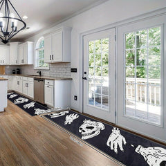 Halloween Skull Print 2'X10' Runner Rug Modern Laundry Room Oriental Hallway Mat