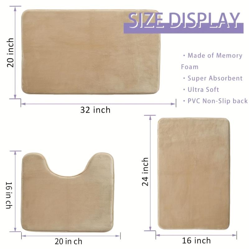 3pcs Memory Foam Bath Mat Set Non Slip Machine Washable Soft and Comfortable