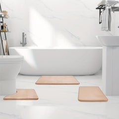 3pcs Memory Foam Bath Mat Set Non Slip Machine Washable Soft and Comfortable