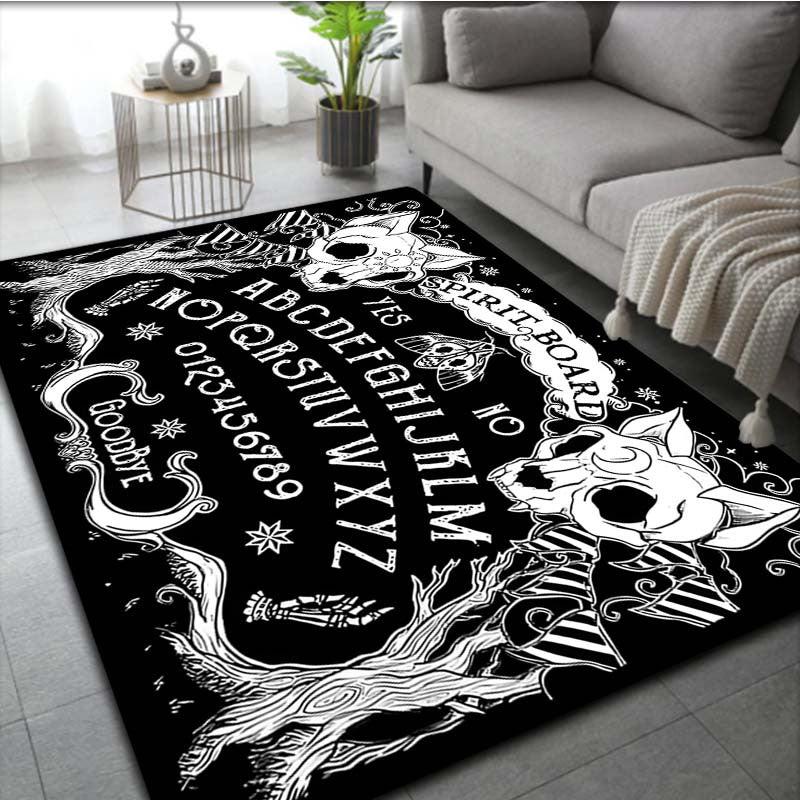 Cat Skull Pattern Carpet Door Floor Mat Non-slip Living Room Decor Rug Art