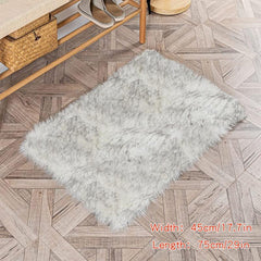 Soft Plush Grey Faux Fur Area Rug for Bedroom and Living Room
