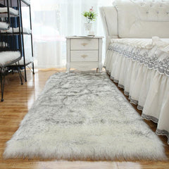 Soft Plush Grey Faux Fur Area Rug for Bedroom and Living Room