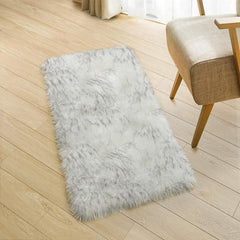 Soft Plush Grey Faux Fur Area Rug for Bedroom and Living Room