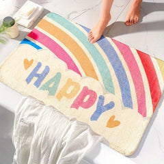 Rainbow Pattern Floor Mat Soft Non slip Bath Rug Creative Bath Mat Absorbent