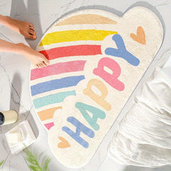 Rainbow Pattern Floor Mat Soft Non slip Bath Rug Creative Bath Mat Absorbent