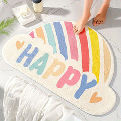 Rainbow Pattern Floor Mat Soft Non slip Bath Rug Creative Bath Mat Absorbent